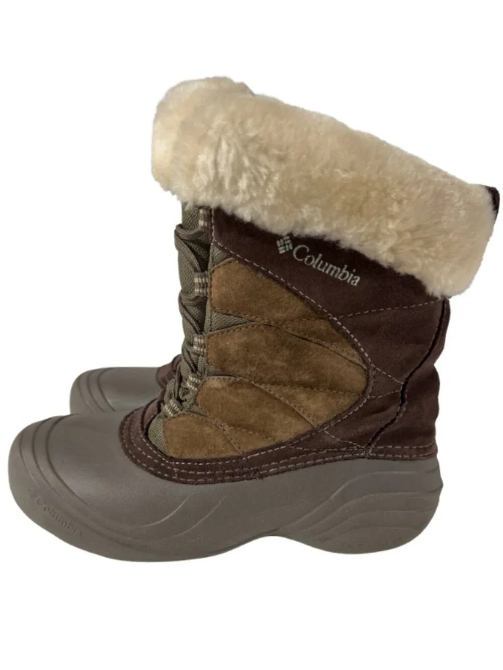 Columbia Sierra Summette Womens 9 Brown Suede Faux Fur Snow Boots Winter